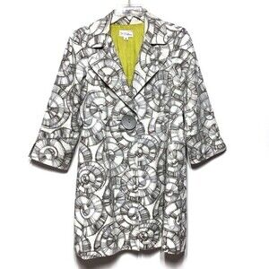 3 Sisters Medallion Print Gray and Cream Coat M